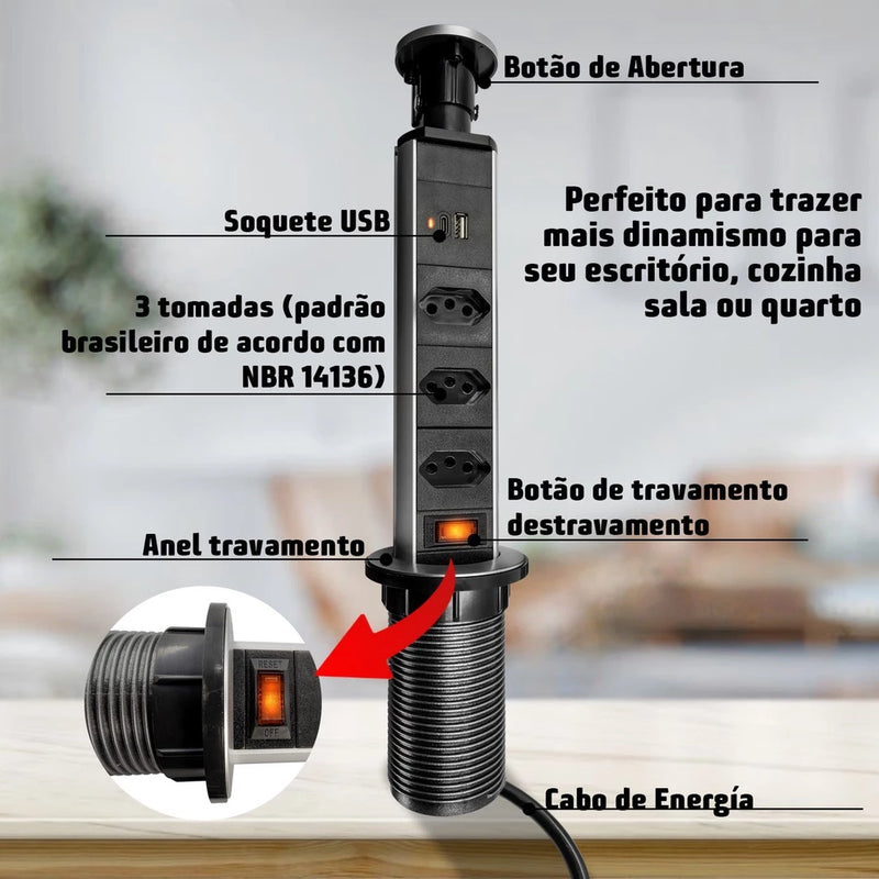 Torre Multiplug Retrátil